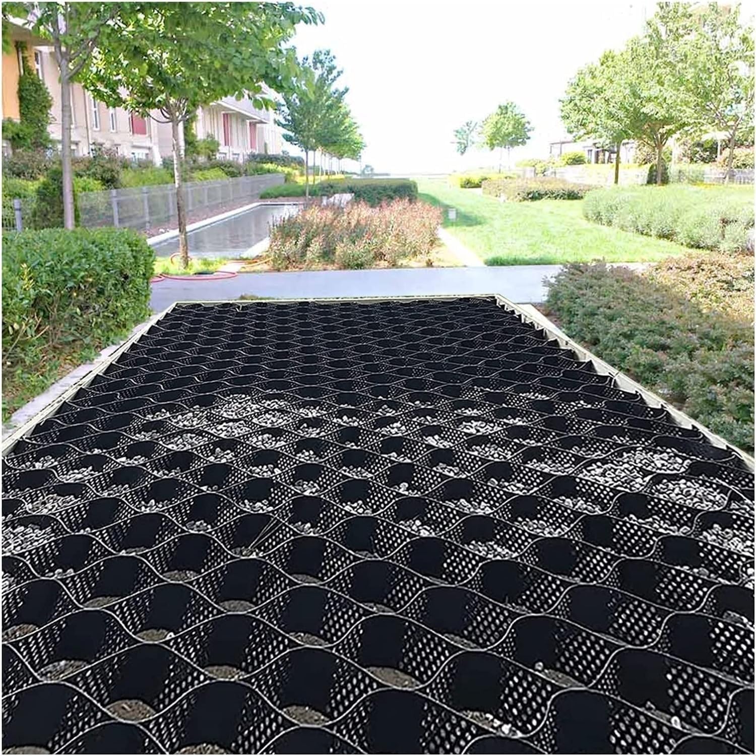 Rejilla estabilizadora de grava para pasarelas, sistema de 2 pulgadas de grosor, disponible en 3 pies a 30 pies, ideal para jardín, base de cobertizo, entrada y patio, soporta carga de 3000 libras