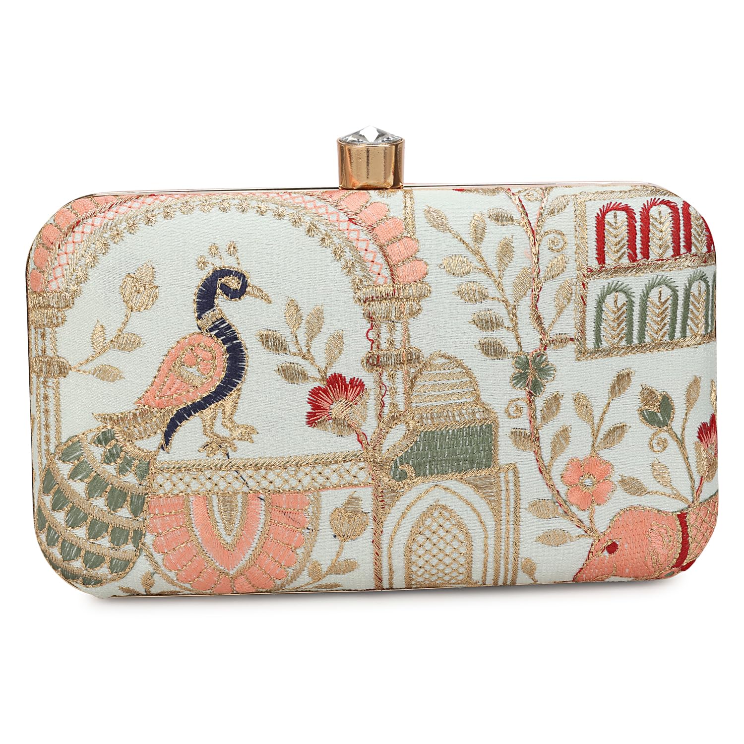 LONGING TO BUY Hand Crafted Designer Box Clutch - Zari Embroidery For Women