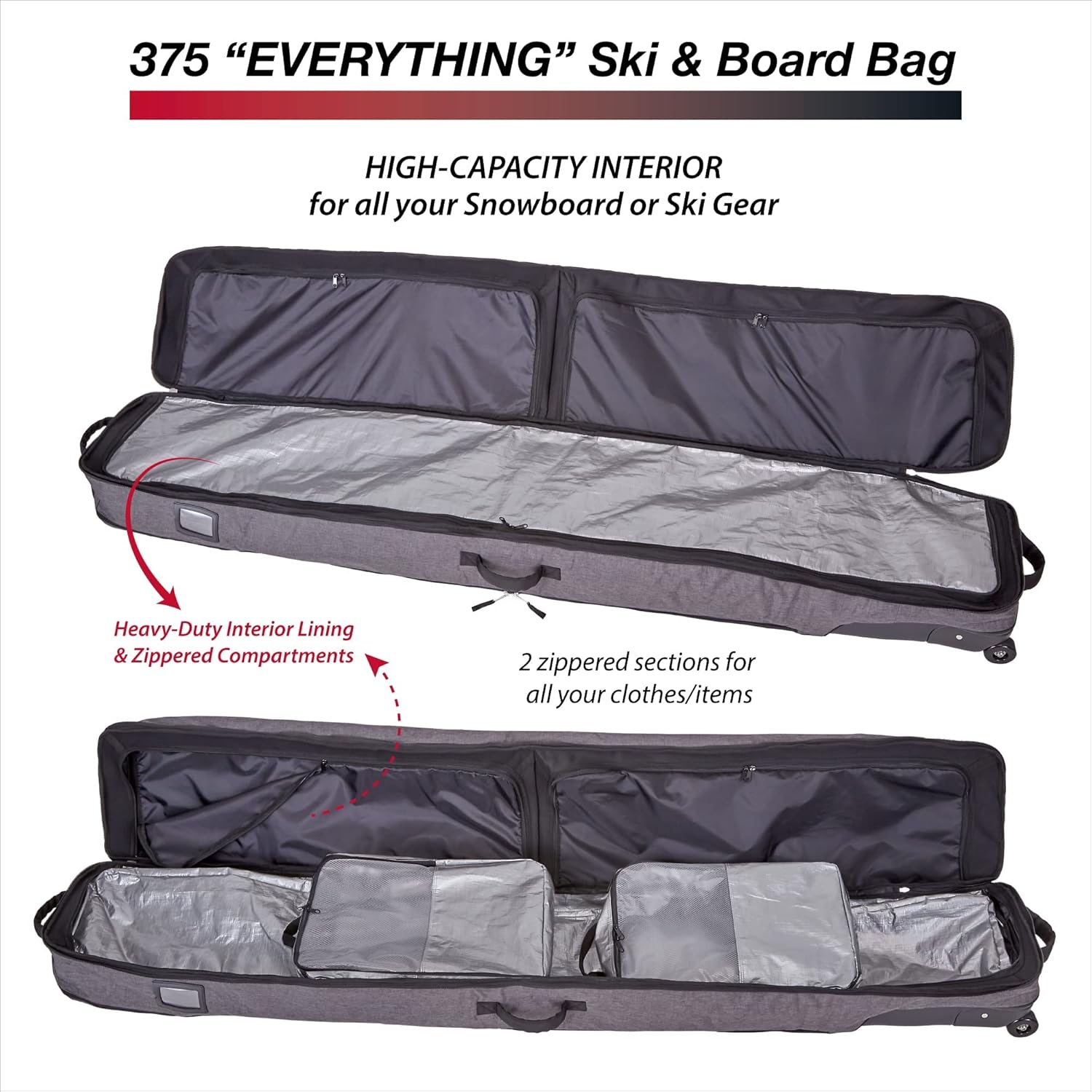 Athalon "Deluxe Multi Use Ski/Snowboard Bag - 190cm - Ski - Snowboard, Heather (375)