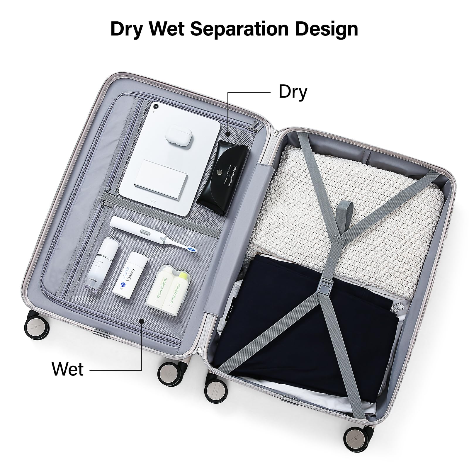 Hanke Hardshell Luggage Sets 2 Piece Extra Large Suitcases with Lock,28 Inch Luggage with Spinner Wheels, Travel Suitcase for Women Men 20 29Inch,Ivory White