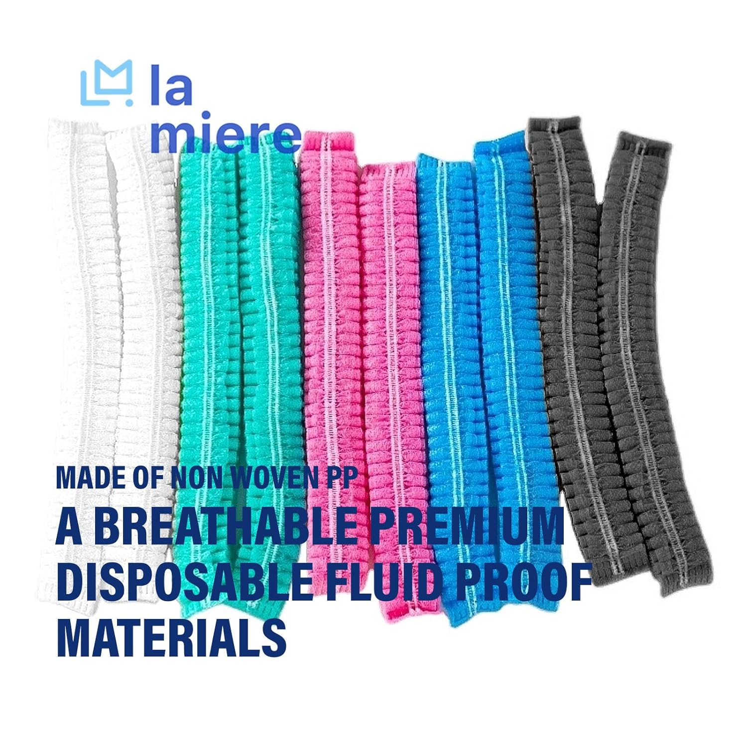 LA MIERE 1000 Black Disposable Non-Woven Hairnets, Bouffant Caps, Protective Hair Head Covers, Hair Net, Surgical Cap, Medical Hair Covers, 21"