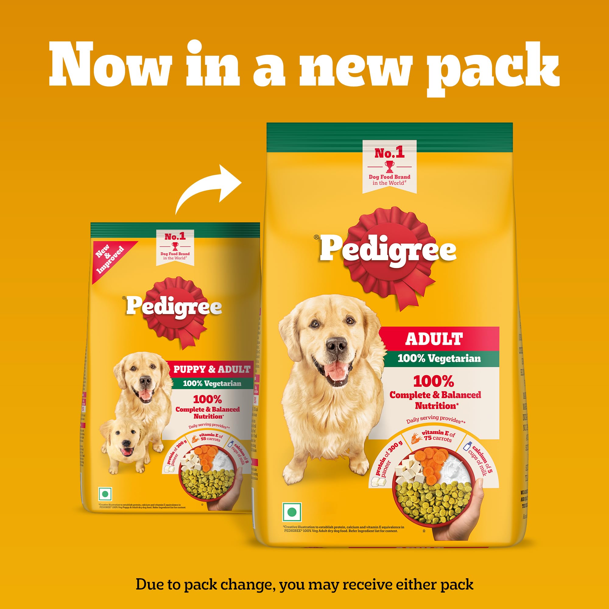 Pedigree Puppy & Adult Vegetarian Dry Dog Food 1kg with Protein & Calcium