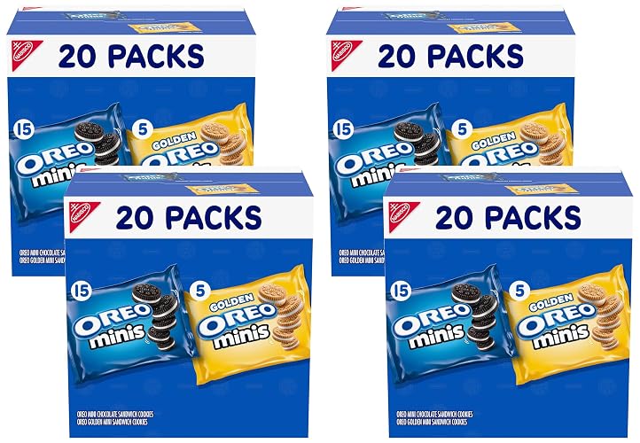 OREO Mini Mix Sandwich Cookies Variety Pack, 20 Count, (Pack of 4) - Chocolate - 1 Ounce (Pack of 80)