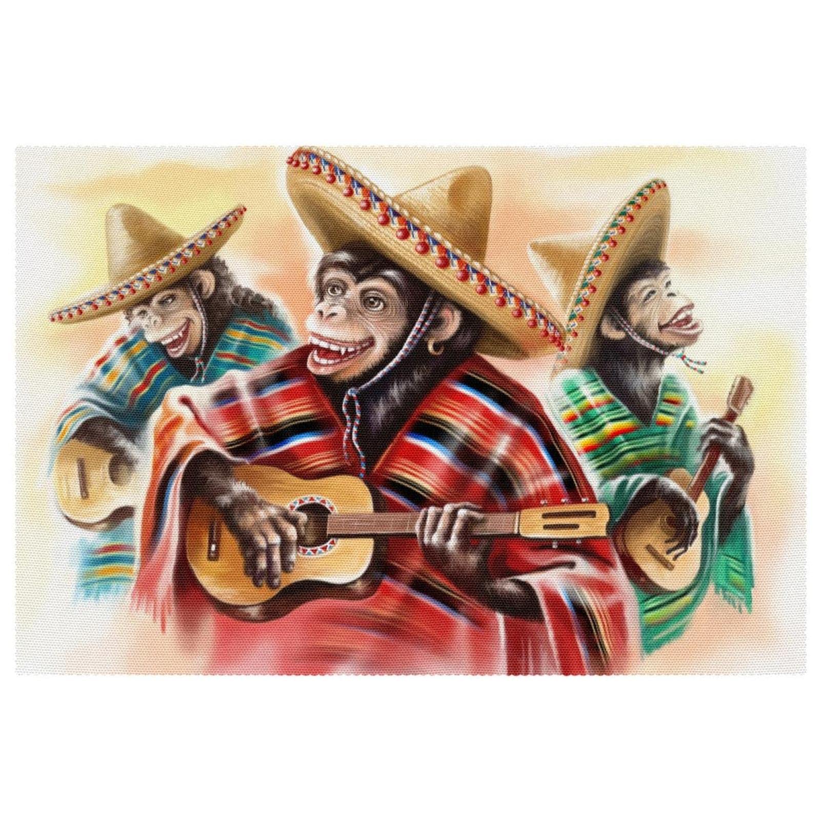 Set de table singe mexicain lot de 4 protège-table lavable résistant chaleur Oxford