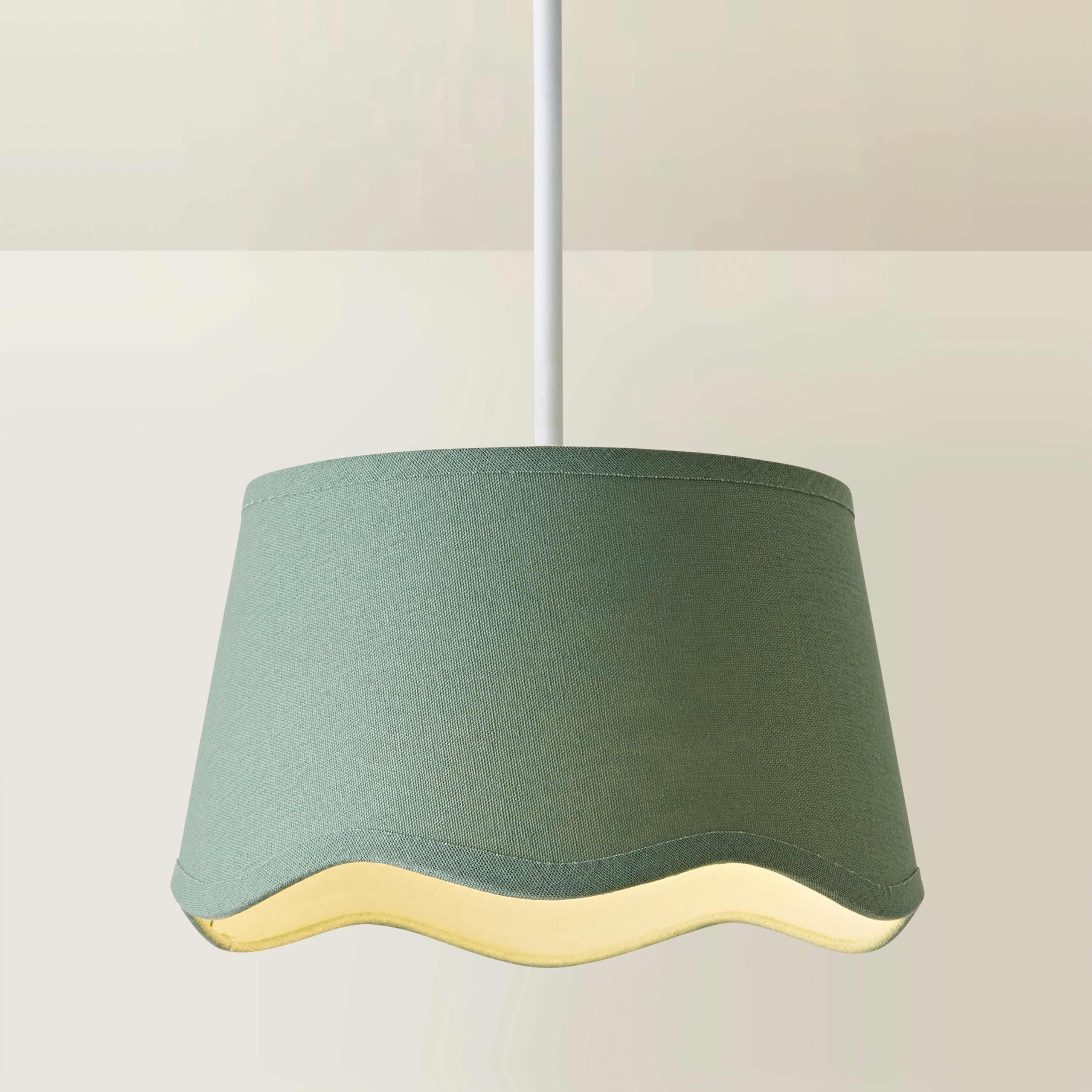 Valuelights Mabel Sage Scallop Edge Linen Small Lamp Shade