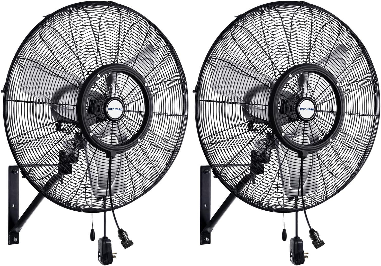 BILT HARD 24" Outdoor Misting Wall Fan, 3-Speed Patio Fans for Outside, 80°Oscillation, Waterproof, Industrial Wall Mount Fan for Outdoor- UL Listed, 2 Pack
