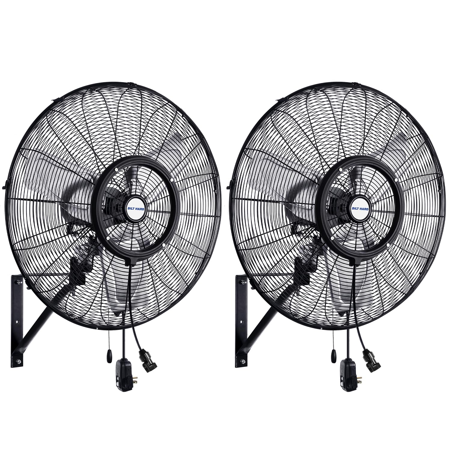 BILT HARD 24" Outdoor Misting Wall Fan, 3-Speed Patio Fans for Outside, 80°Oscillation, Waterproof, Industrial Wall Mount Fan for Outdoor- UL Listed, 2 Pack