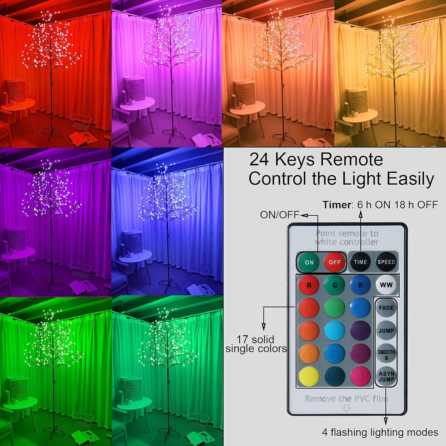 Up To 40% OFF 7 Feet 224 LED Color Changing Cherry Blossom Tree Light, Lighted LED Tree with Remote, Artificial Trees with Lights for Home Decor Corner Indoor Outdoor Party Wedding Christmas Flash Deals - 50% OFF 7 Feet 224 LED Color Changing Cherry Blossom Tree Light, Lighted LED Tree with Remote, Artificial Trees with Lights for Home Decor Corner Indoor Outdoor Party Wedding Christmas