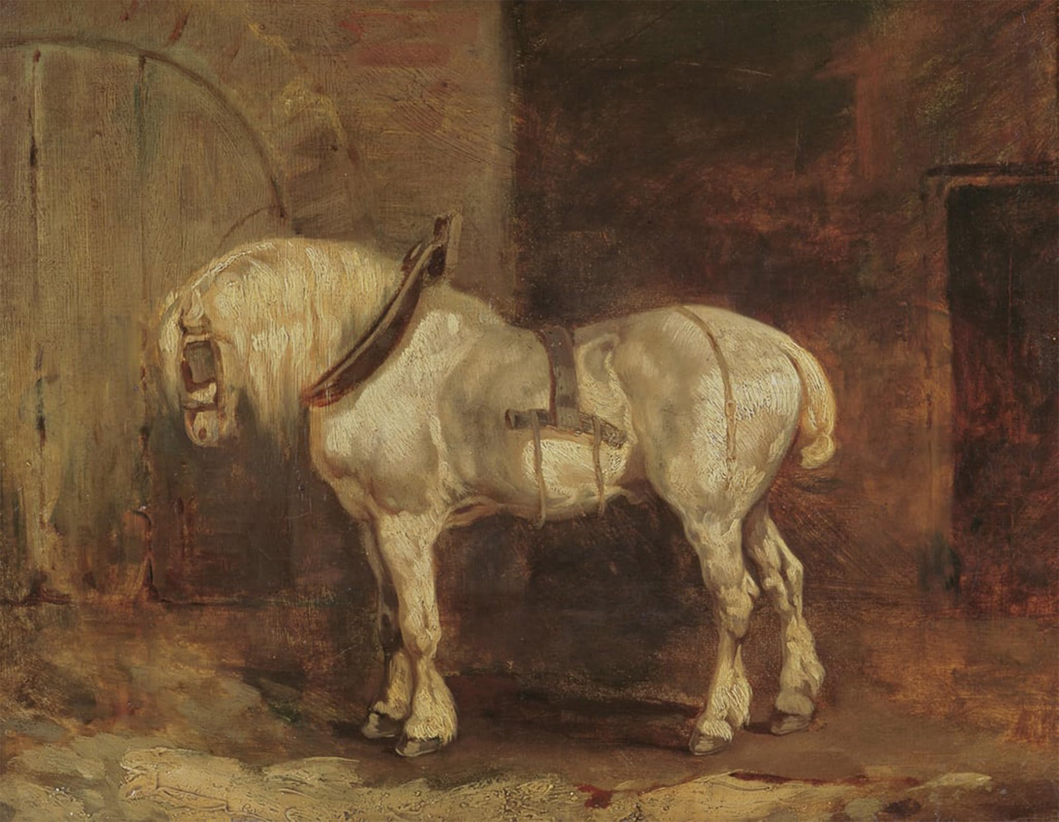 ARTXLXXBN Famous Painting Art Wall Decor Abstract Art Picture a Cart horse by Theodore Gericault Animal Pictures for Home Decor 60x90cm