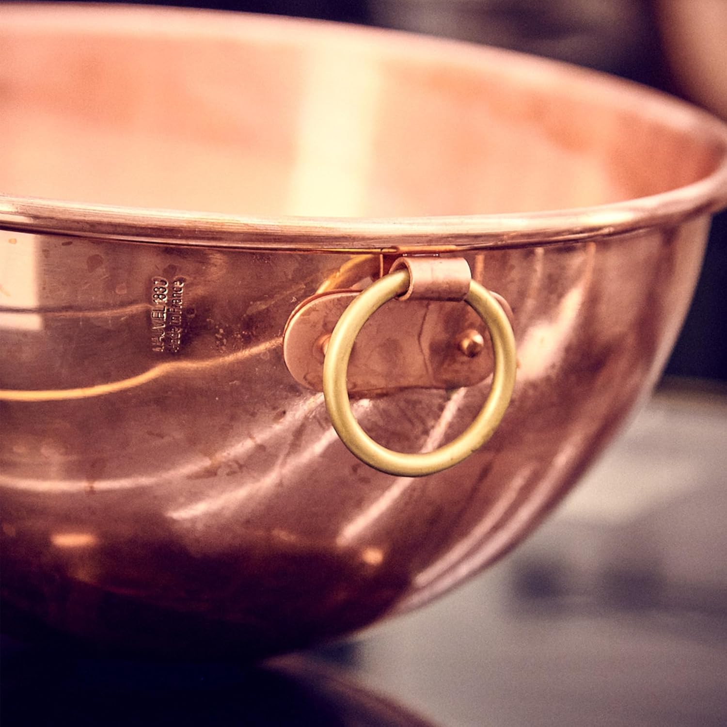 Mauviel M'Passion Copper Egg White Beating Bowl With Ring, 2.6-qt, Made in France