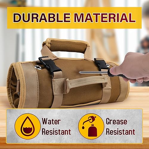 Miniatura 5 de Bolsa de herramientas, bolsa enrollable de herramientas, organizador de herramientas resistente para hombres, bolsa de herramientas enrollable
