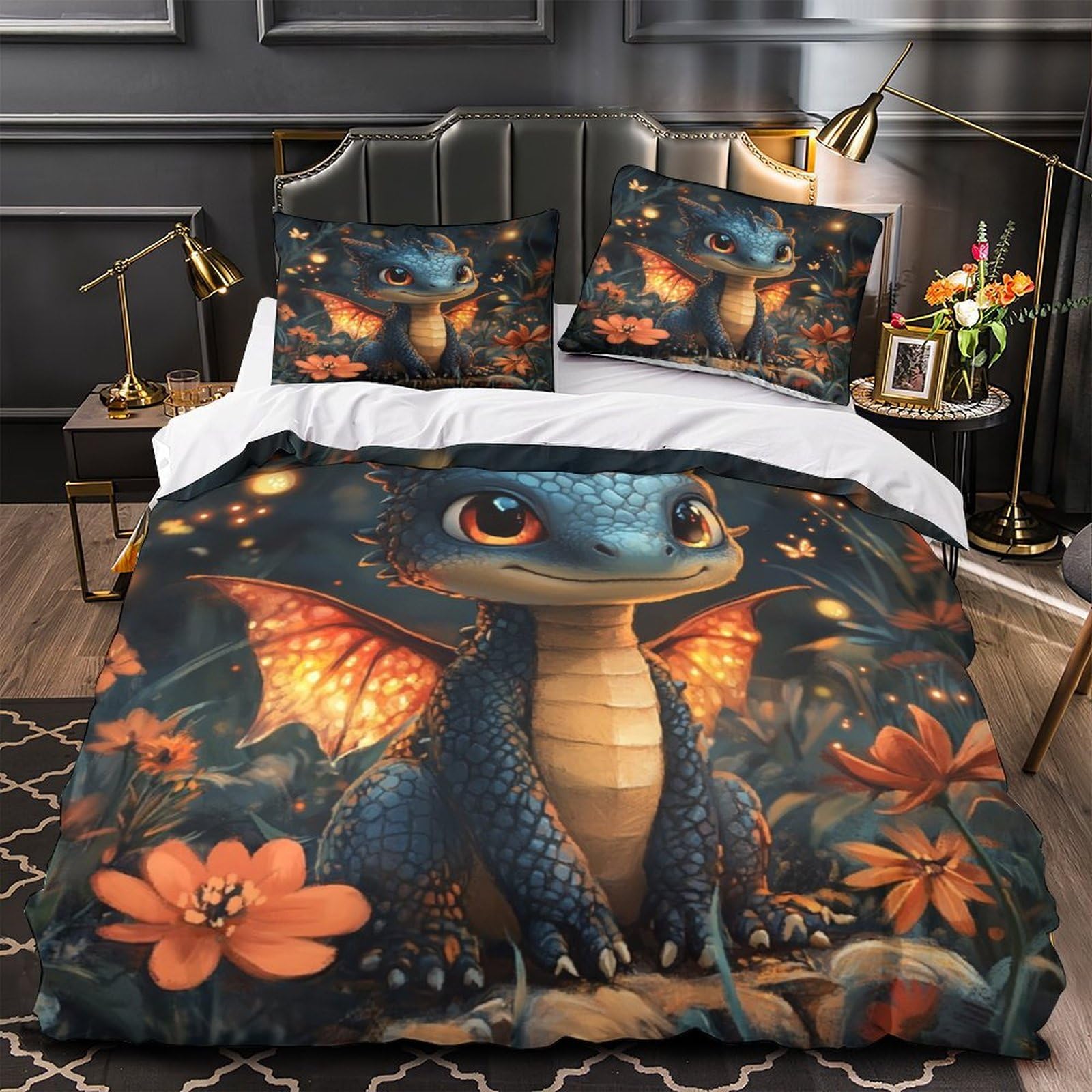 Housse de couette 220x240cm en microfibre ultra douce avec motif chien 3D