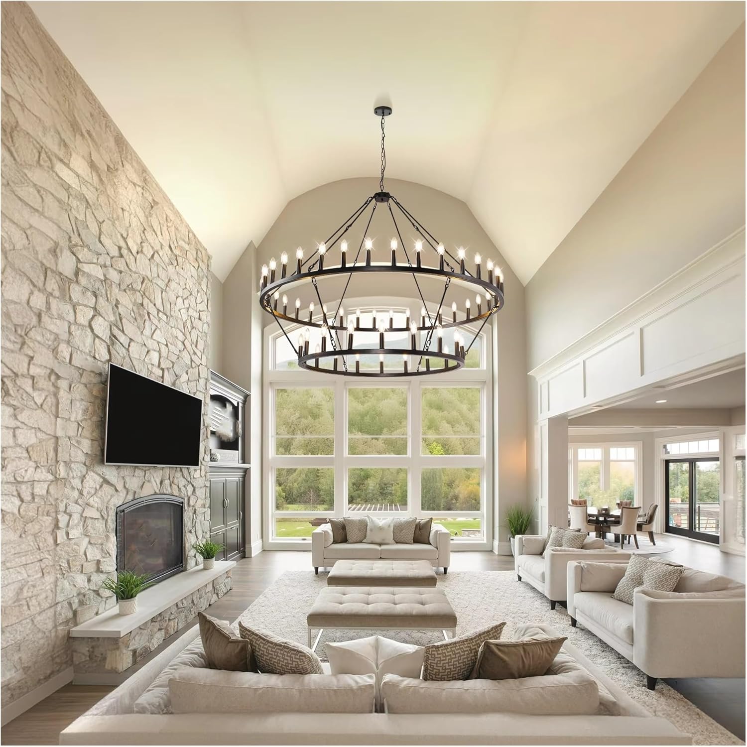 54 Candles, Double Layered Pendant Light, Rural Farmhouse Pendant Light,luminaire