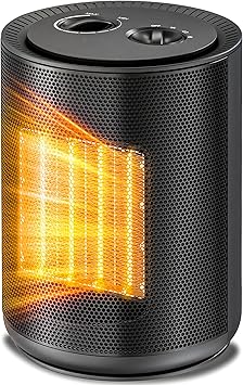 Electactic Small Space Heater for Indoor Use, PTC Ceramic 1500W Portable Electric Heater with 3 Heat Modes, Overheat & Tip-Over Protection, ETL Certified, for Office & Bedroom & Desk, Black