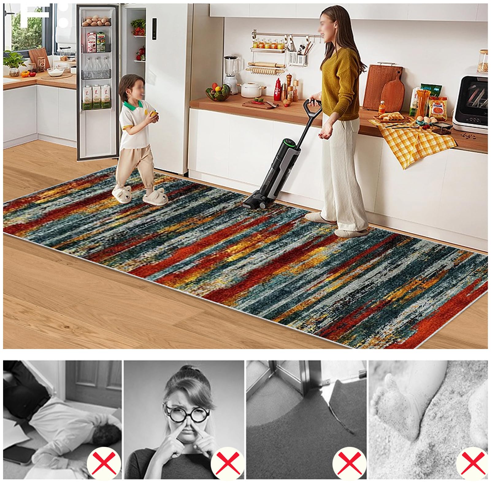 Bieżnik dywanowy na korytarz, antypoślizgowy, długi, 110 x 300 cm, chodnik wejściowy, do przedpokoju, zmywalny, z niskim runem, do przedpokoju, wytrzymały dywan podłogowy, chłonny, do kuchni, sypialni