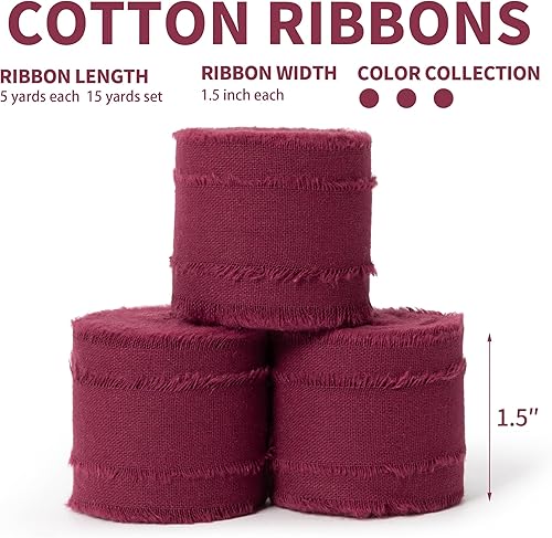 Miniatura 9 de Cinta verde cazador de 1-12 x 15 yardas hechas a mano de algodón deshilachado con flecos para manualidades, ramos de flores, boda, árbol de Navidad,