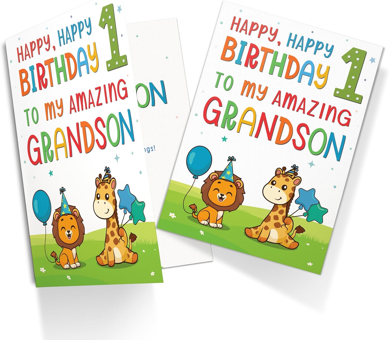 Cards Grandson 1st Birthday Card - Cute Jungle Animal Design - A5 size Premium Greeting Card UK - Image 3