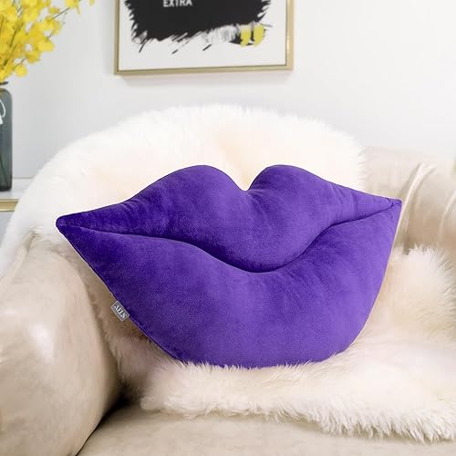 AELS Almohadas de labios grandes 3D de terciopelo suave, almohadas decorativas de amor, lindas almohadas de 24 x 12 pulgadas para sofá, cama, sala