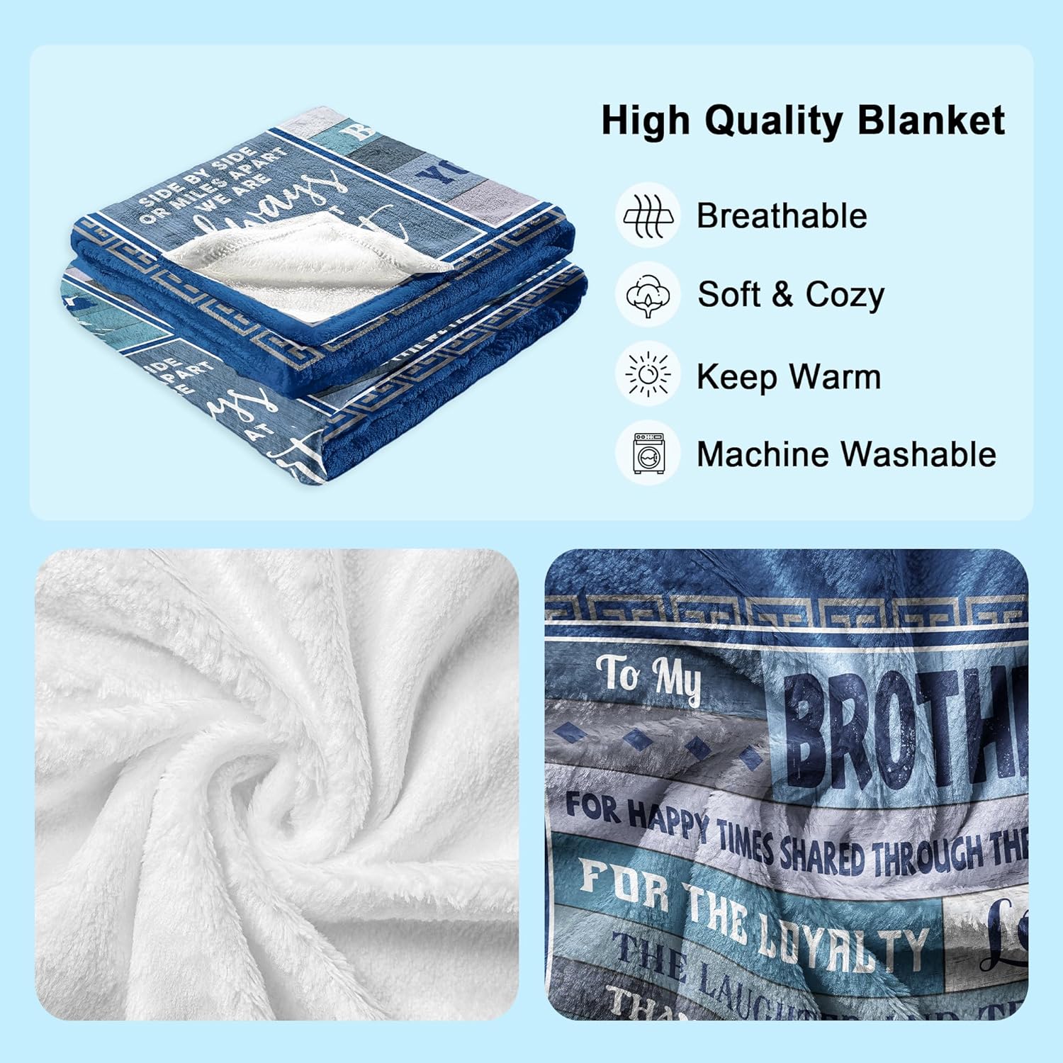 Gifts for Brother Blanket, Brother Gifts from Brothers Sister, Birthday Gift for Big Brothers Adult Throw Blanket 50x60 Inch - Image 6
