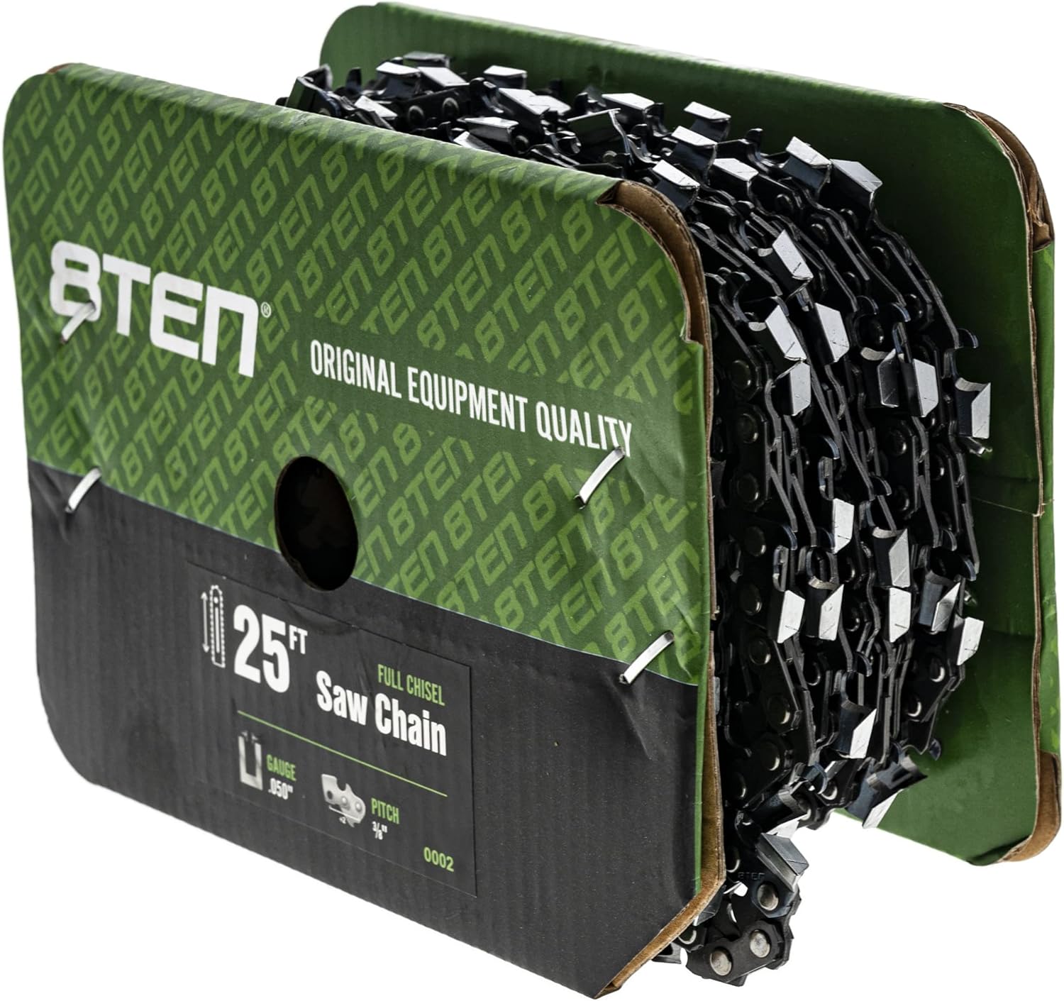 8TEN Chainsaw Chain Bulk Reel Full Chisel 25 Foot .050 Gauge 3/8 Pitch
