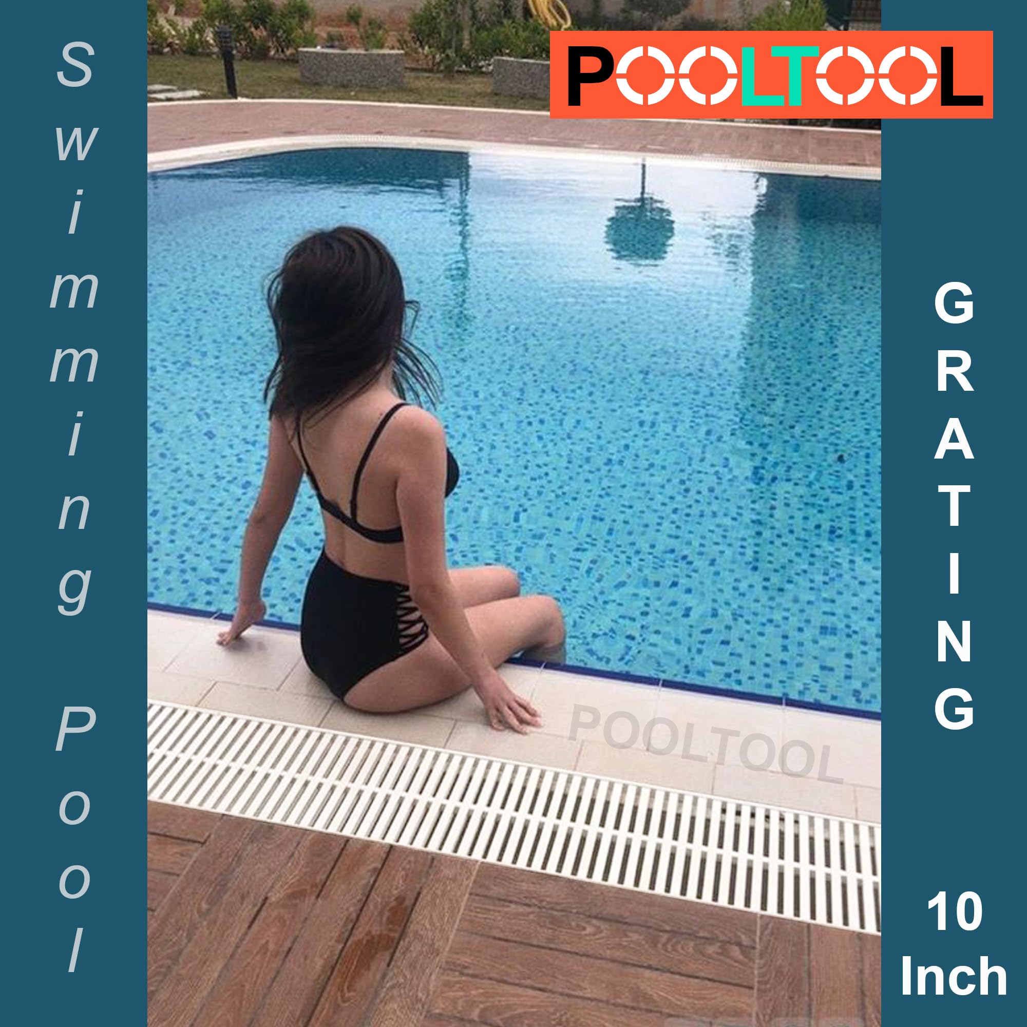 POOLTOOL Single Pin, Swimming Pool Overflow Grating/Channel/Strips, 10 Inch, White (5 Meters Each Package) 4