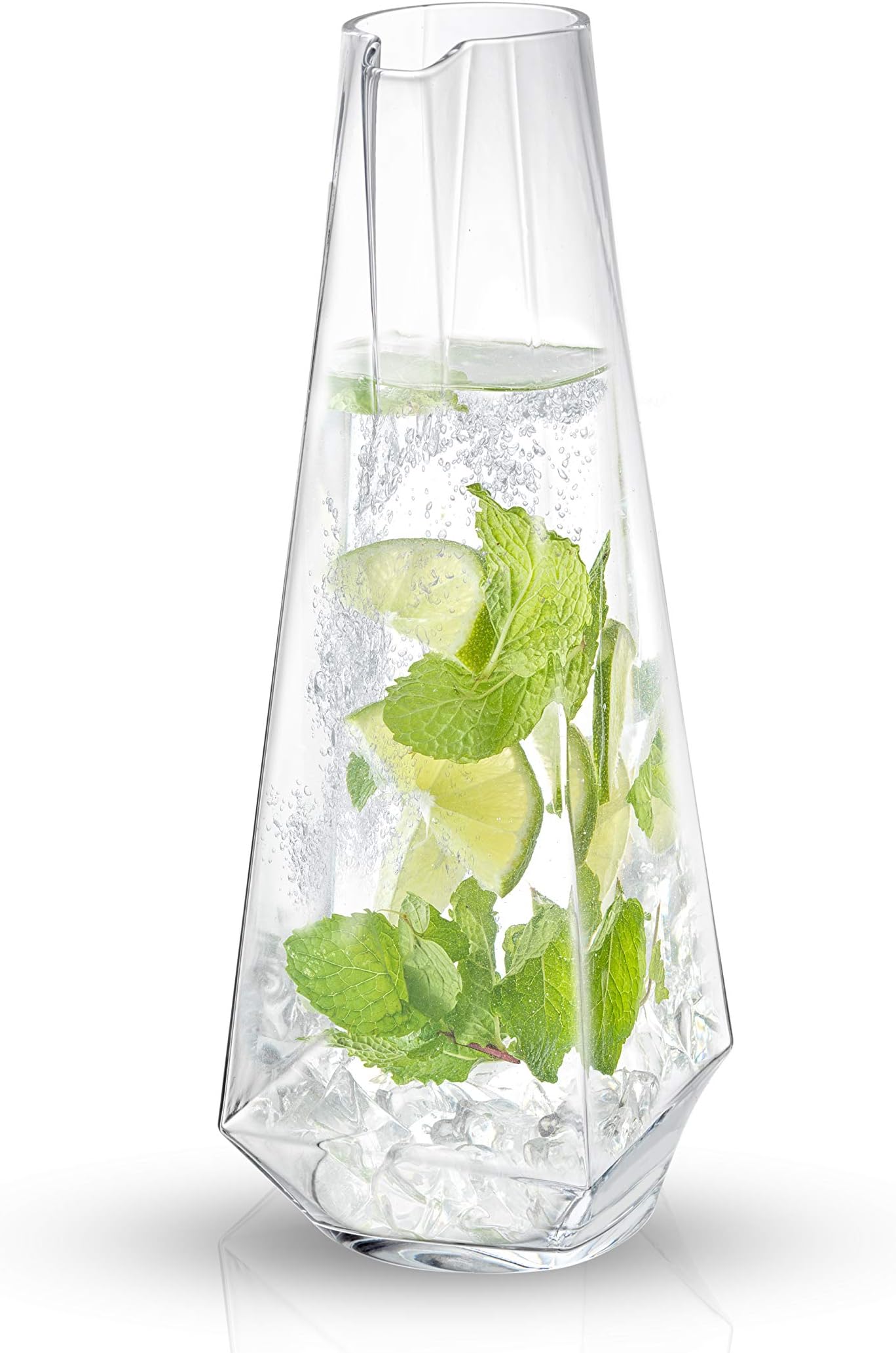 JoyJolt Infiniti 43Oz Deluxe Glass Pitcher - Premium Quality Crystal Lemonade & Sangria Pitcher - Elegant Classic Design - Perfect for Fruit Infusion & Iced Tea