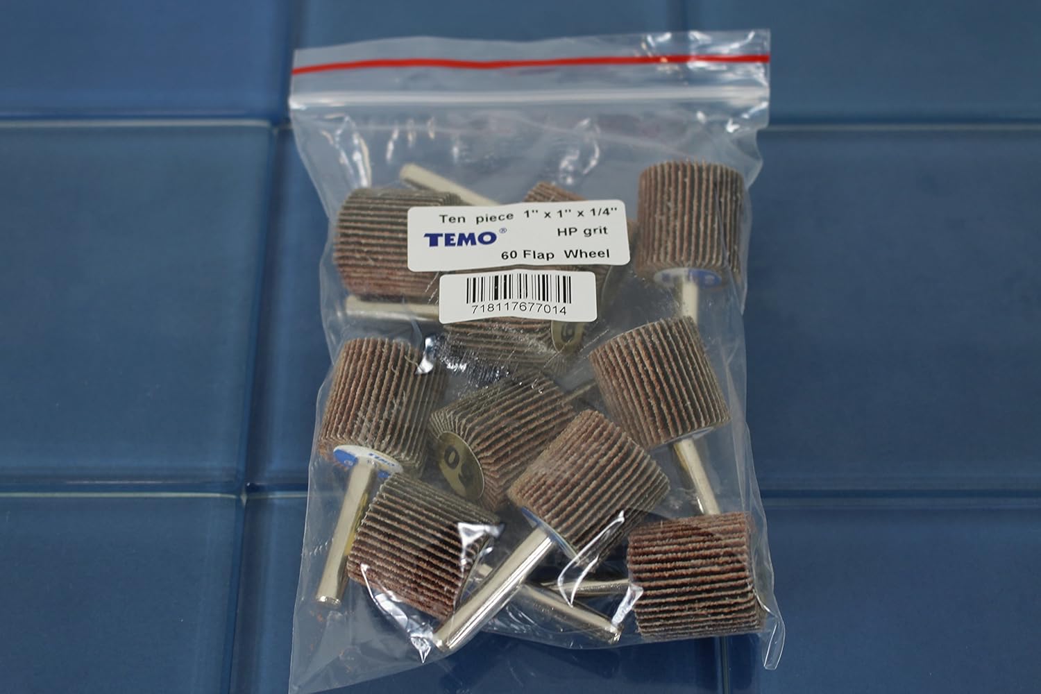 TEMO 10 Pack 60 Grit Coarse Flap Wheel High Performance Aluminum Oxide 1 Inch Diameter 1 Inch High 1/4 Inch Shank