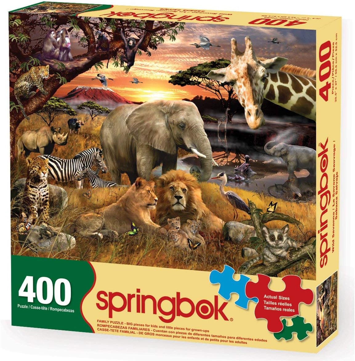 Springbok's 400 Piece Family Jigsaw Puzzle Wild Savanna - Made in USA