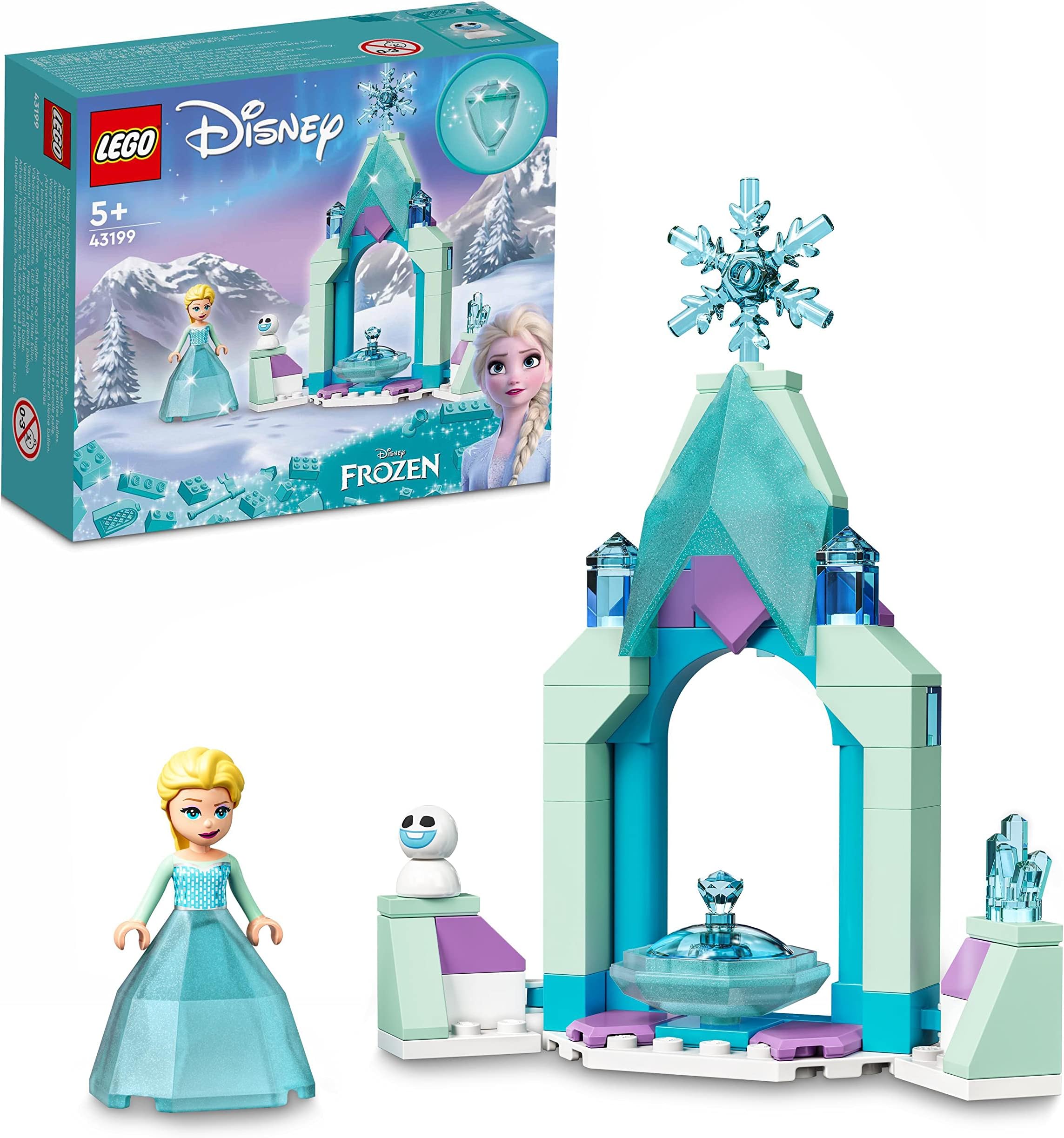 43199 Disney Elsa’s Castle Courtyard Diamond Dress Set, Buildable Princess Toy with Collectable Frozen 2 Mini-Doll Figure
