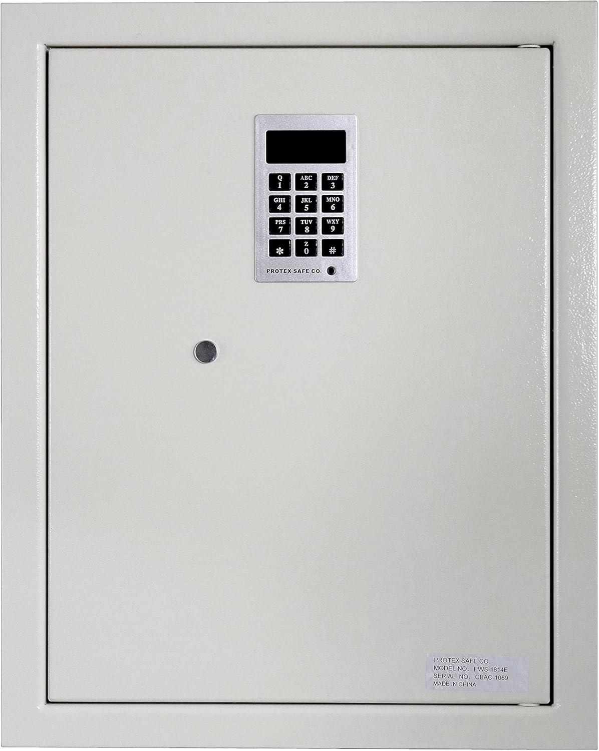 Protex Safe Electronic Keypad Wall Safe (PWS-1814E), Burglary Resistant wall safe, digital electronic locking system, velvet interior, automatic door opening, 2 Removable shelves