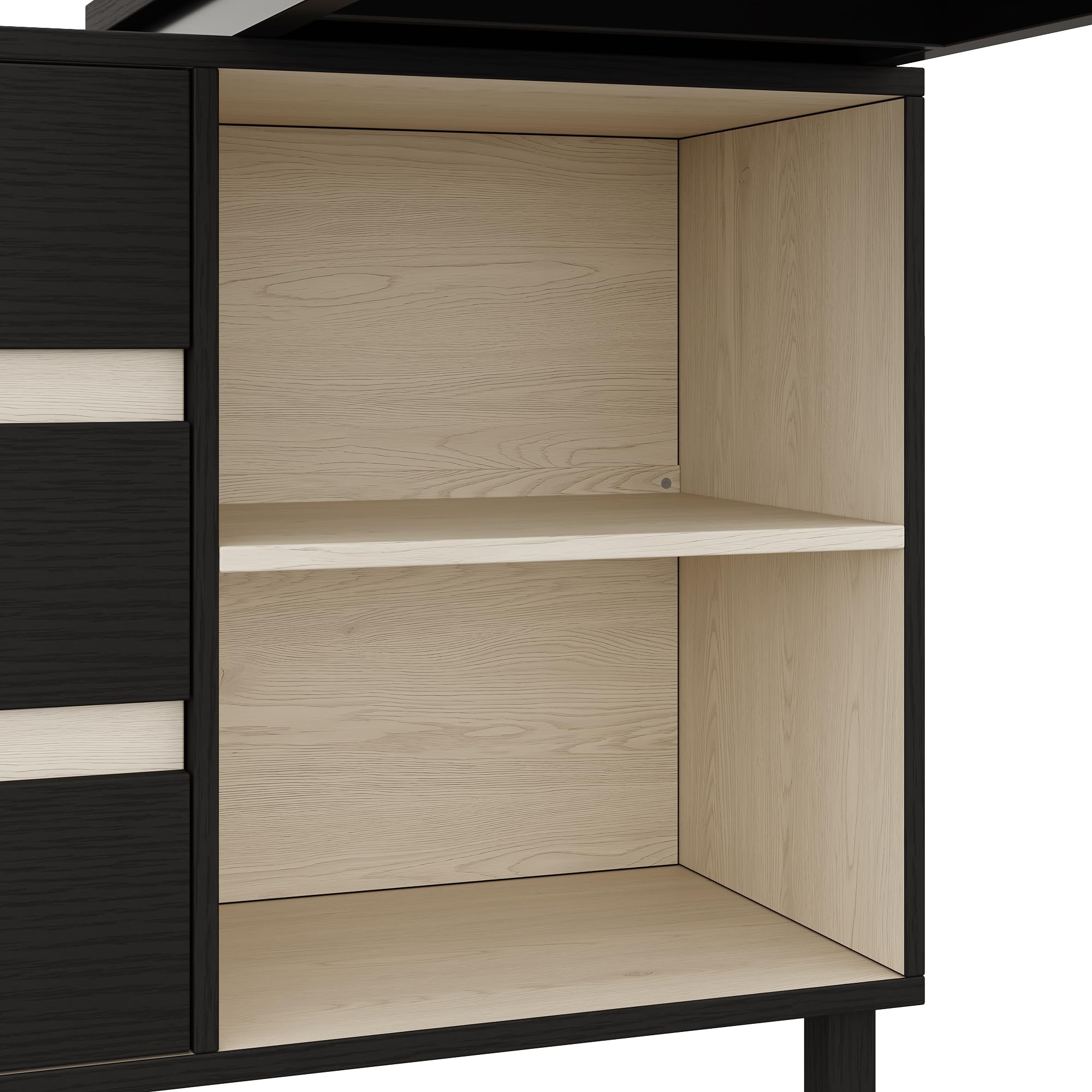 HAINEW Biurko komputerowe z 3 szufladami i 2 otwartymi półkami, narożne biurko w kształcie litery L do gabinetu, sypialni, salonu, 150 x 100 x 76 cm, czarne, HD26060301