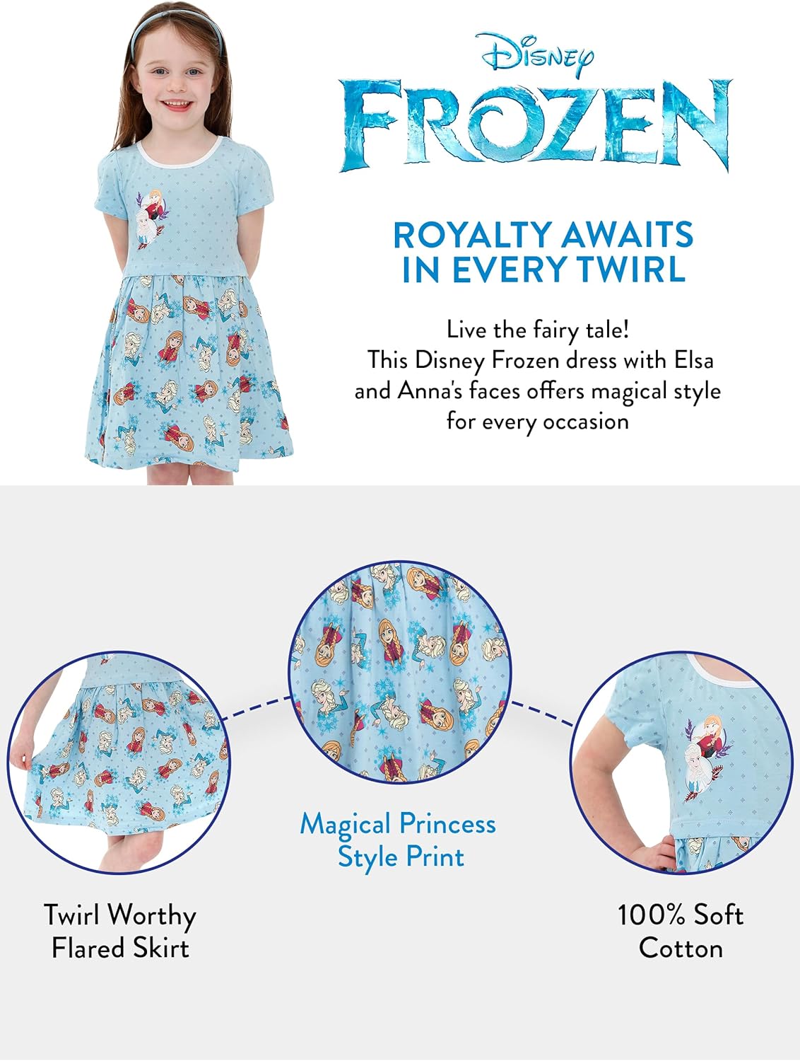 Disney Frozen Dress | Princess Dresses for Girls | Anna and Elsa Summer Dress for Kids - Image 6