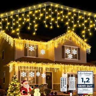 WOWDSGN Eisregen Lichterkette außen 12 m mit 360 LED und Timer