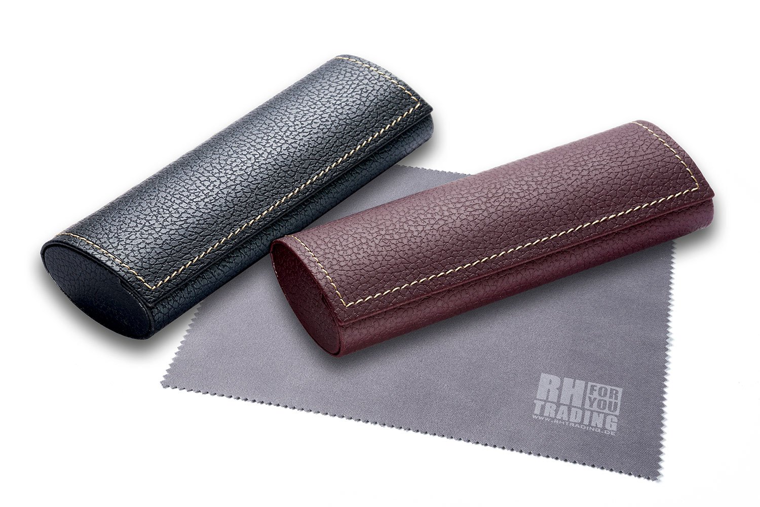 FEFI - Custodia rigida classica per occhiali con effetto pelle, Nero , Taglia unica
