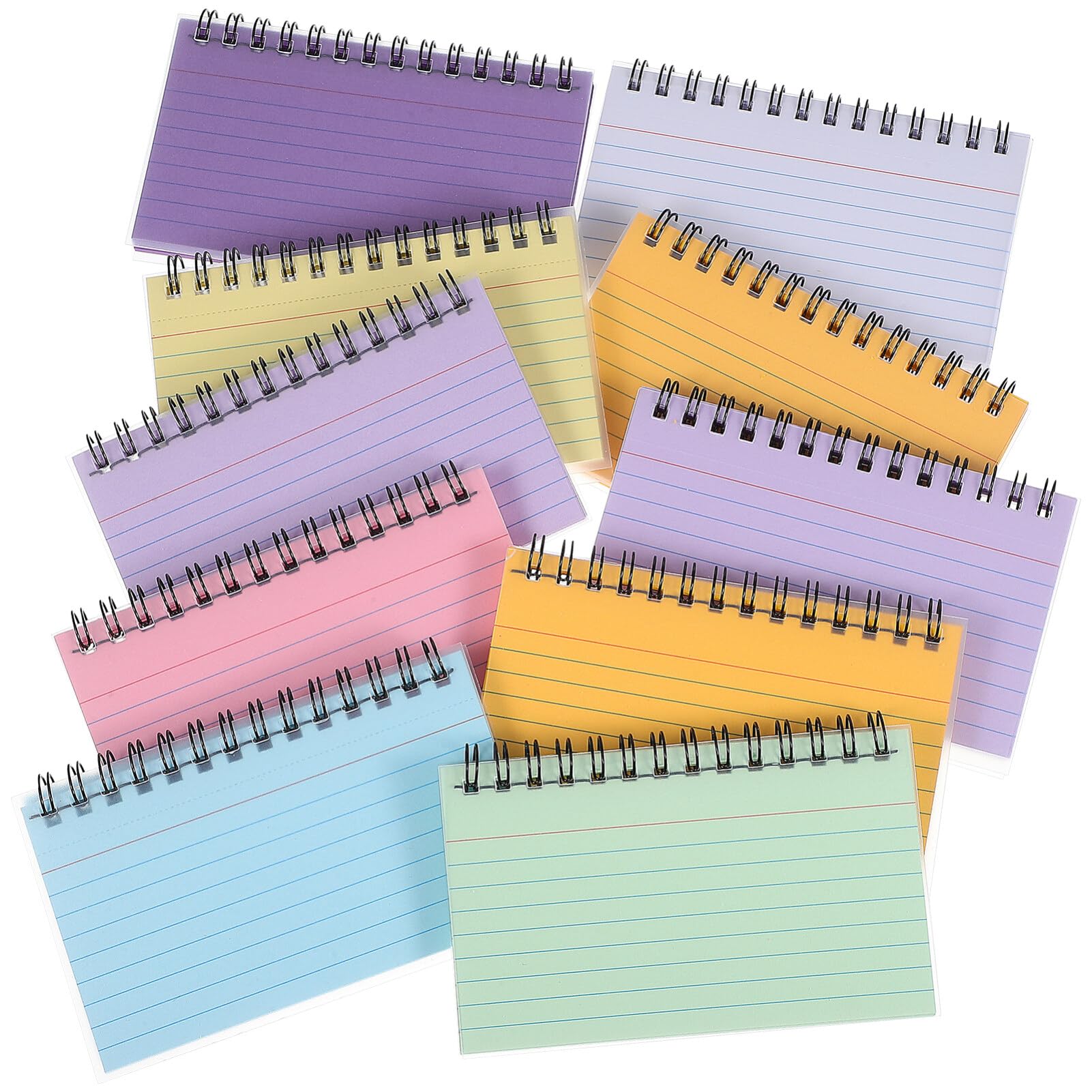 MAGICLULU 10pezzi Quaderno Spirale Schede Indice Piccole Carta Scorrevole Senza Sbavature Linee Orizzontali Per Facile Strappo Design Compatto Per Trasporto Comodo Per Ufficio Scuola Apprend