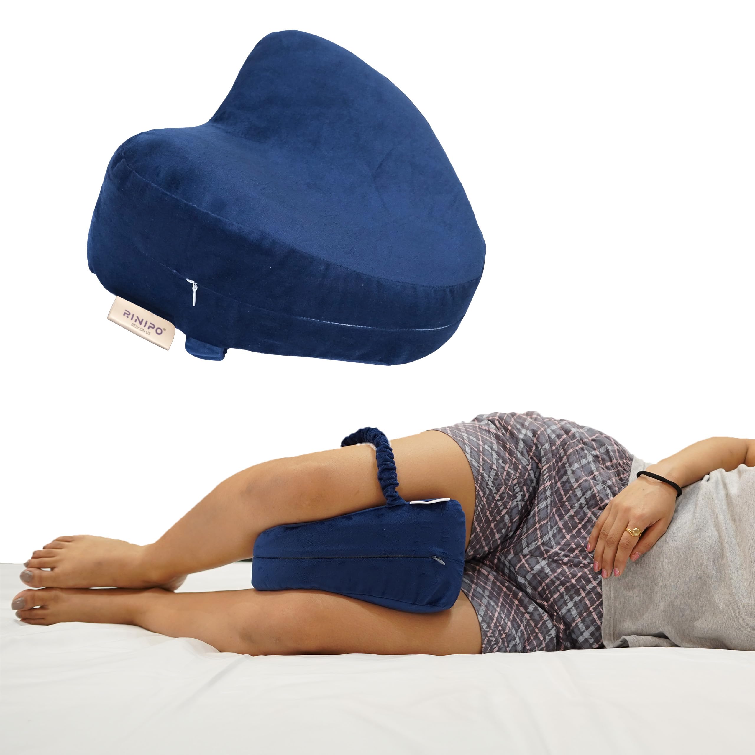 RINIPO Memory Foam Knee Pillow for Sleeping,Leg Pillow for Pregnancy,Back Pain,Side Sleepers,Sciatica and Knee Pain Relief, Knock Knee Pillow for Leg Support with Washable Zipper Cover, Velvet Blue (B0DF5JX936) Amazon Price History, Amazon Price Tracker