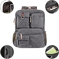 Vista 5 de CAMTOP School Backpack Vintage Canvas Laptop Backpacks Men Women Rucksack Bookbags