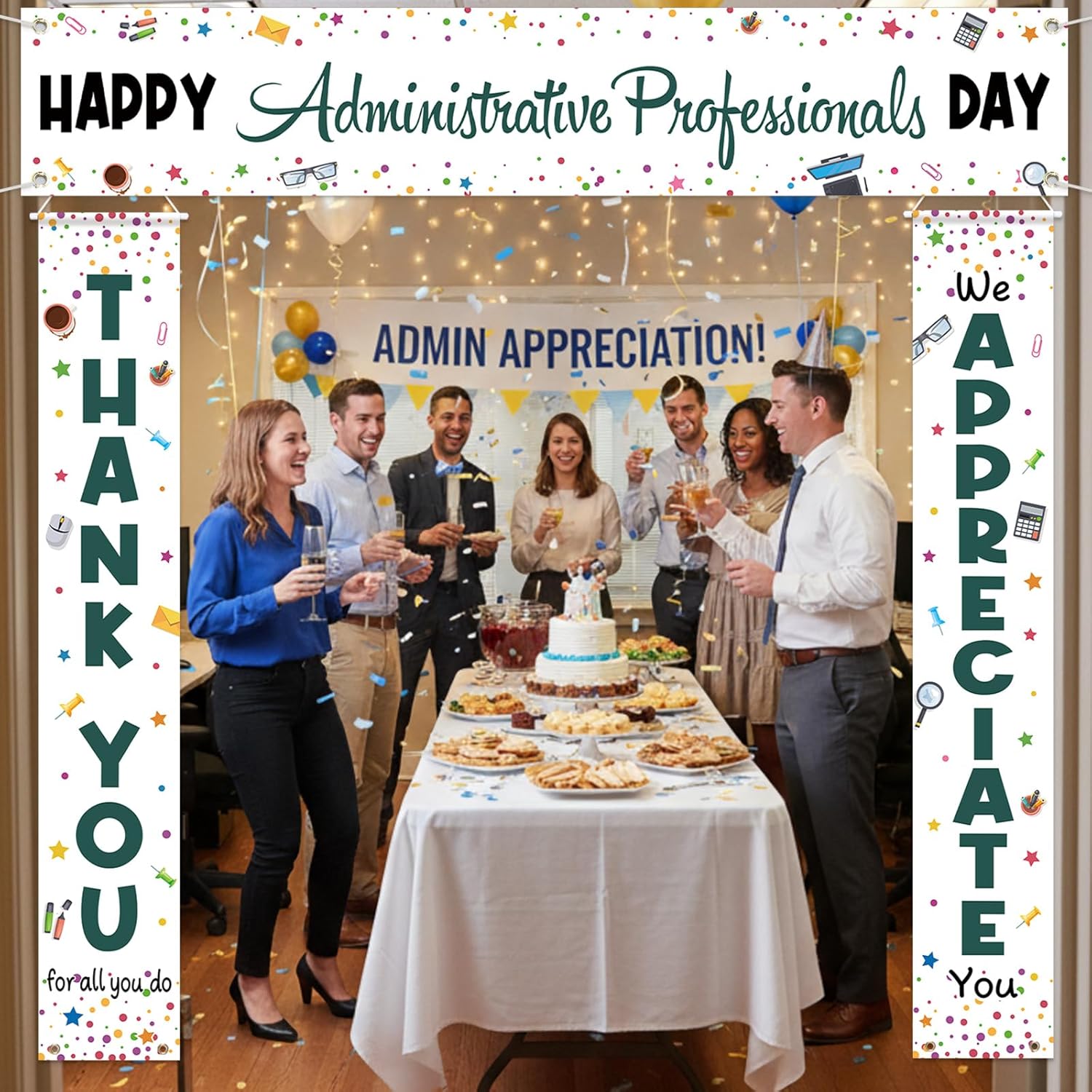 Tingjoo 3 Pcs Happy Administrative Professionals Day Banner Happy Admin Day Office Party Decoration Secretary Appreciation Thank for All You Do Banner for Administrative Professionals Party Decoration