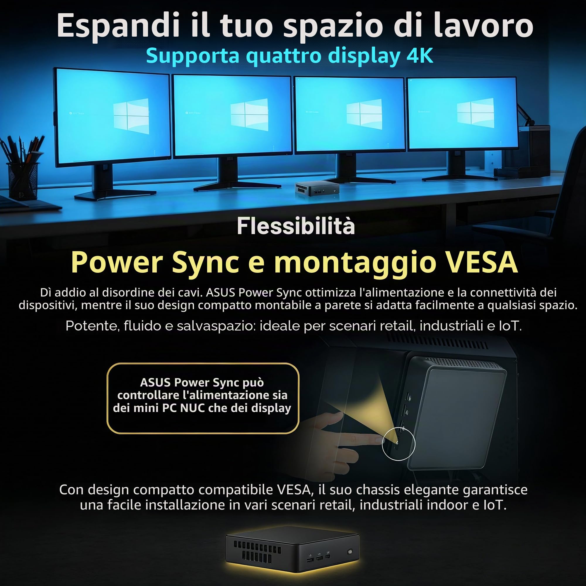 NUC 16 Pro Mini PC NUC16GDKU7, processore Intel Core Ultra 7 356H, Wi-Fi 7, Bluetooth 6.0, Dual 2.5G LAN, Thunderbolt 4, nero, 144 mm x 117 mm x 42 mm (16 GB RAM + 512 GB SSD)