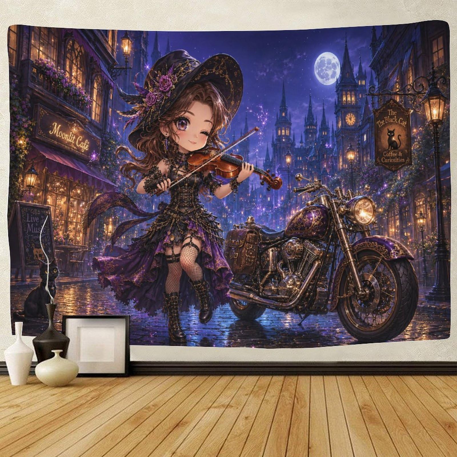 ASDFGHJKLZA Victorian Gothic Violinist Wall Hanging Decor Wall Art Decor 3D Print Tapestry Tapestries Poster Home Decoration Bedroom College Dorm 70cmx100cm
