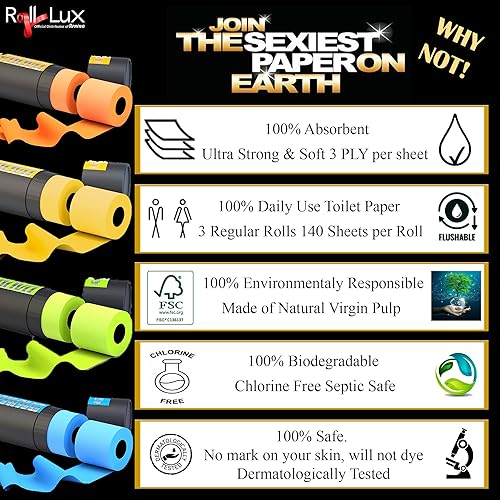 Miniatura 3 de Papel higiénico coloreado perfumado de lujo 3 rollos de papel higiénico 3 capas de papel