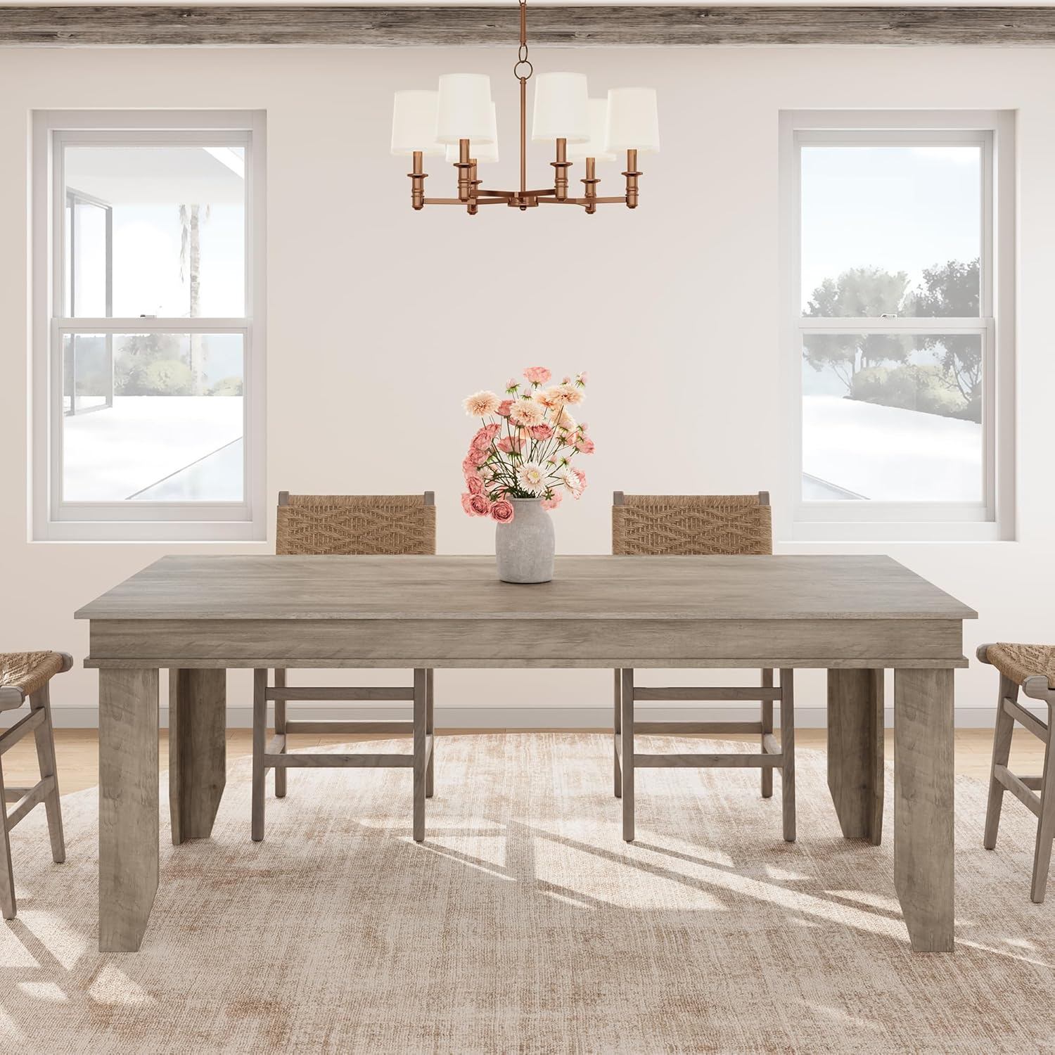 Amazon.com - SLEKVERSA Farmhouse Dining Table for 8 Person, 71" Long ...