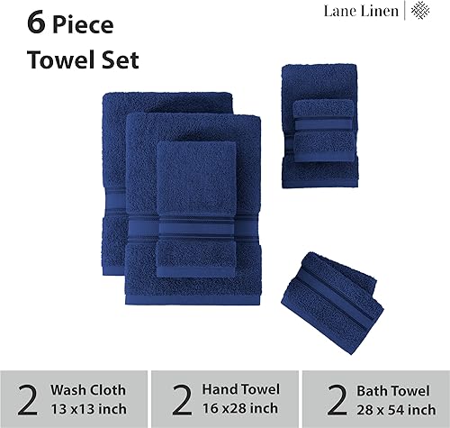 Vista 228 de LANE LINEN Juego de toallas de baño 100% algodón, 18 piezas, cero torsión, secado rápido, súper suaves y altamente absorbentes, 6 toallas de baño, 6