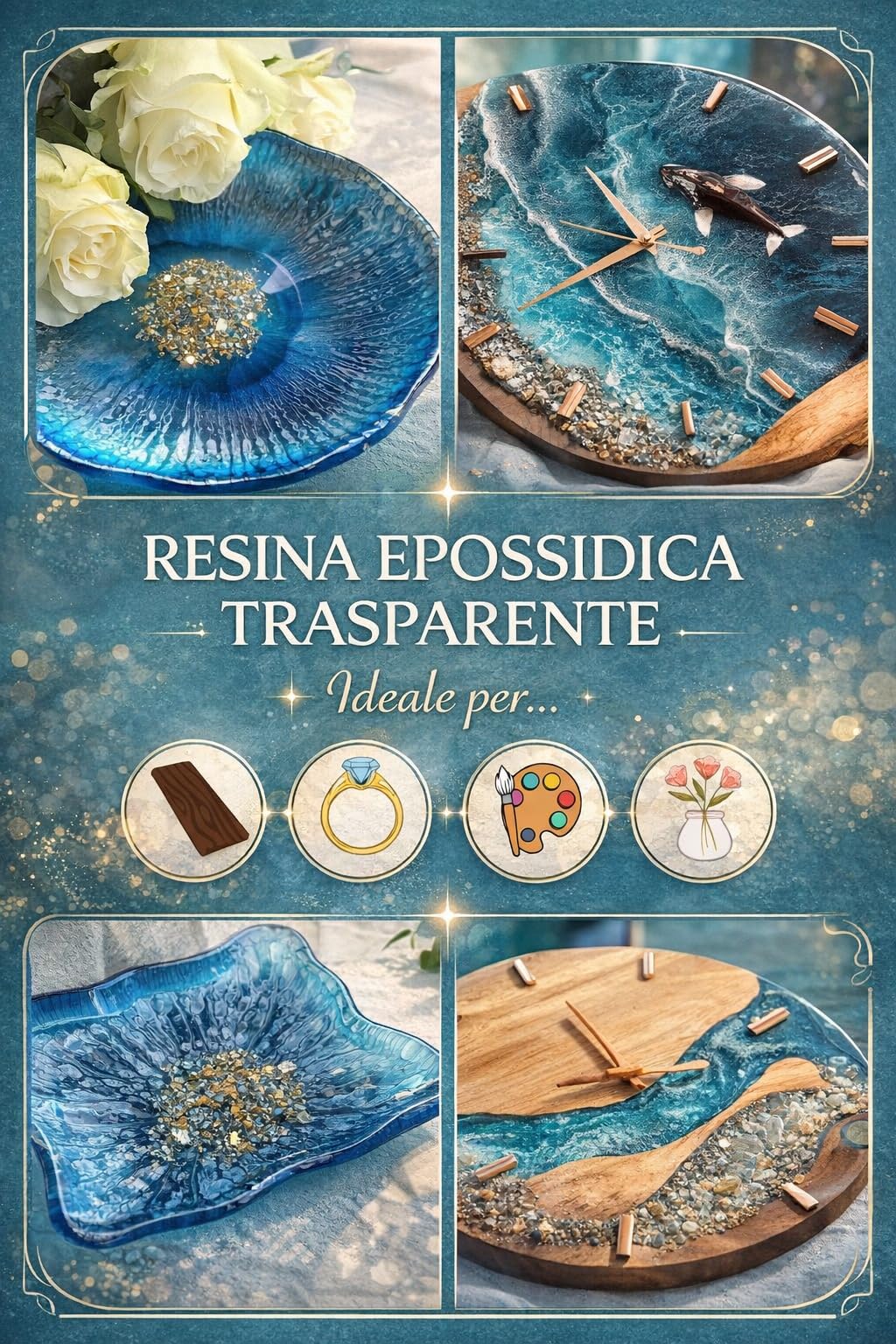 7,5 KG Resina epossidica super trasparente lucida anti ingiallimento, rasparente e senza bolle, adatto per gioielli, rivestimento in legno e resina colata - DeltaResins (la più usata)
