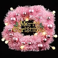 Vista 6 de 1 juego de corona de Navidad rosa, decoraciones de Navidad, decoración para el hogar, decoración rosa, guirnalda de luz, corona de Navidad, corona