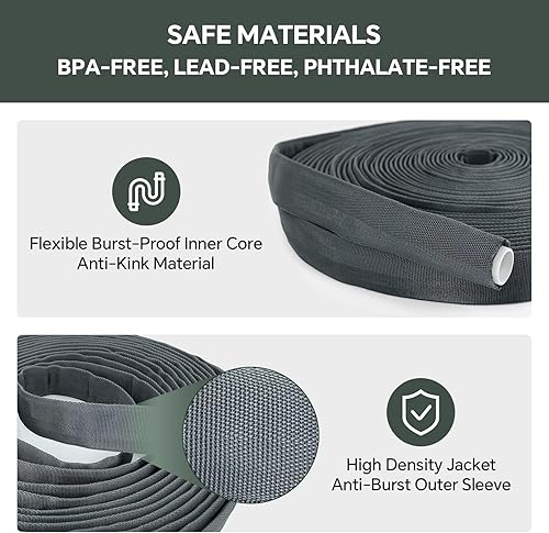 Miniatura 3 de Manguera de jardín no expandible de 25 pies, ultraligera, sin torceduras, alta presión, resistente a la abrasión, duradera, para todo tipo de clima,