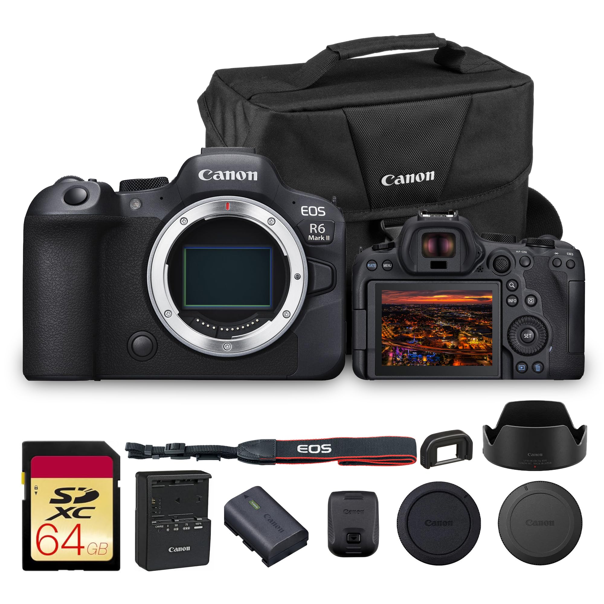 Canon EOS R6 Mark II Mirrorless Camera Body Only (5666C002) 24.2MP Full-Frame CMOS Sensor, 4K 60p Video, Dual Pixel CMOS AF II | Fast Continuous