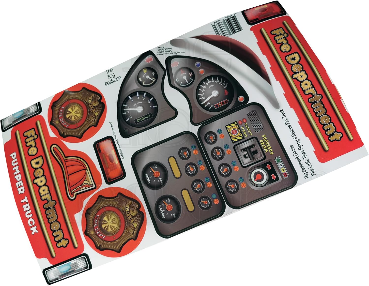 Toy Restore Stickers fits Little Tikes Spray & Rescue Truck Firetruck Ride-on