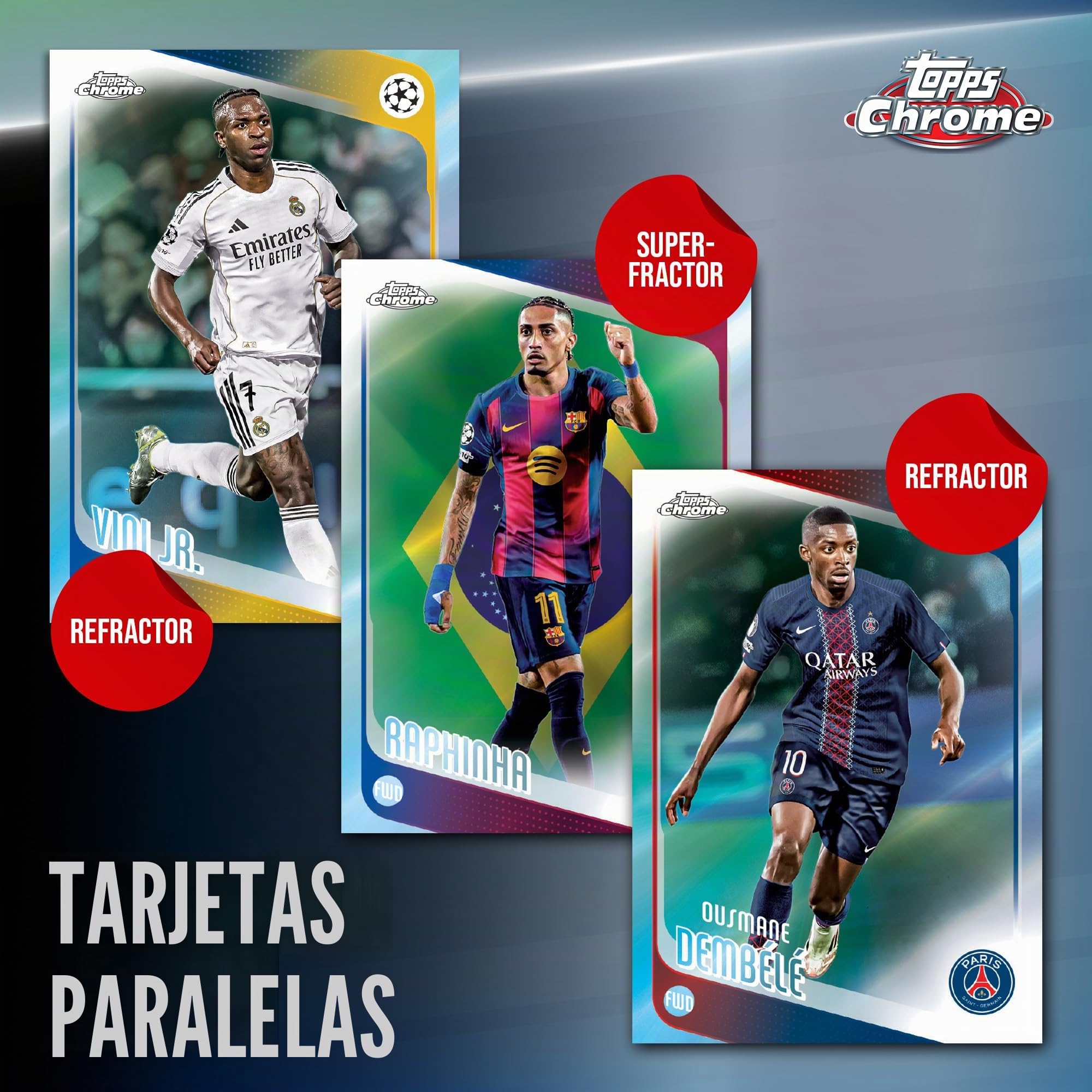 2025-26 Topps Chrome UEFA Club, competiciones de fútbol, sellado de fábrica, caja mega