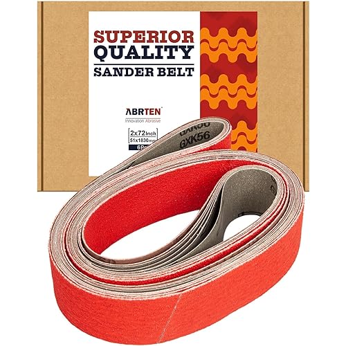 Sanding Belts 2x72 Inch (51x1829mm) Ceramic & Aluminum Oxide Assorted (kit) 6 Pack (1 Each of 60 80 120 150 240 400 Grits) for Knife Makers Belt Sander Grinding Belts